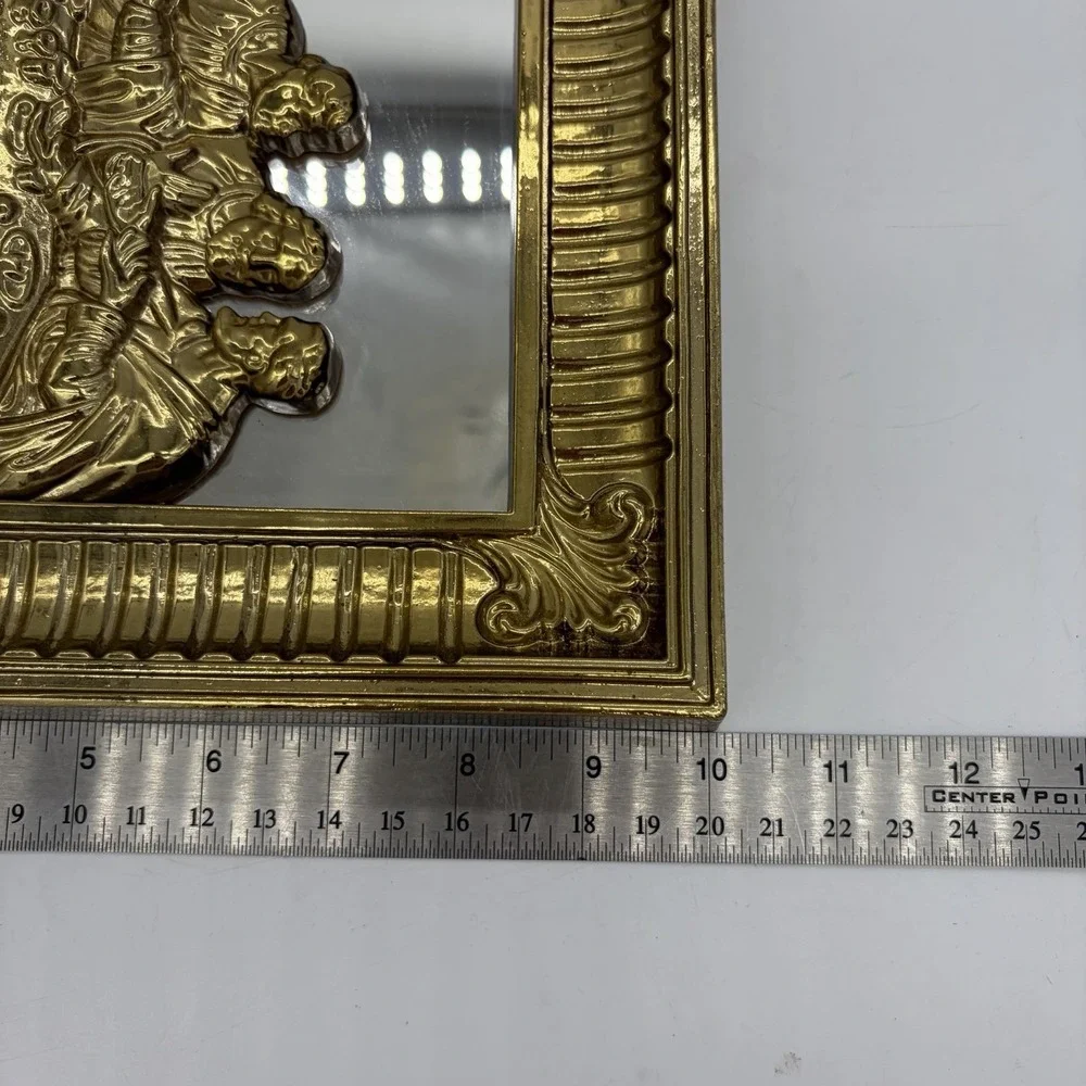 Vintage Home Interiors Last Supper Mirrored Plaque Wall Hanging Gold Made In USA